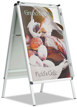 Quartet® A-Frame Sign,  Aluminum, 28 1/2w x 42h, Silver