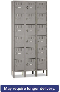 Tennsco Box Compartments,  Triple Stack, 36w x 18d x 78h, Medium Gray