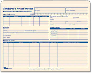 TOPS™ Employee Record Master File Jacket,  9 1/2 x 11 3/4, 10 Point Manila, 15/Pack