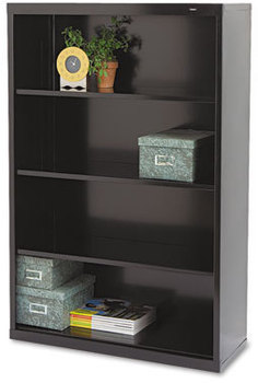 Tennsco Metal Bookcases,  Four-Shelf, 34-1/2w x 13-1/2d x 52-1/2h, Black