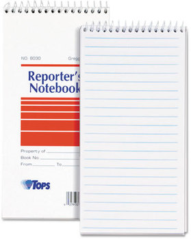 TOPS™ Reporter’s Notebook,  Legal/Wide, 4 x 8, White, 70 Sheets, Dozen