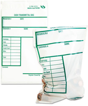 Quality Park™ Clear Cash Transmittal Bags,  6 x 9, Clear, 100 Bags/Pack