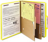 A Picture of product SMD-14084 Smead™ Six-Section Pressboard Top Tab Pocket-Style Classification Folders with SafeSHIELD® Coated Fasteners 6-Section Pocket 6 2 Dividers, Letter Size, Yellow, 10/Box