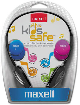 Maxell® Kids Safe™ Headphones,  Pink/Blue/Silver