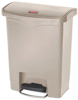 Rubbermaid® Commercial Slim Jim® Resin Step-On Container,  Front Step Style, 8 gal, Beige