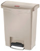 A Picture of product RCP-1883456 Rubbermaid® Commercial Slim Jim® Resin Step-On Container,  Front Step Style, 8 gal, Beige