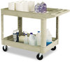 A Picture of product RCP-452088BG Rubbermaid® Commercial Heavy-Duty Utility Cart,  Two-Shelf, 25 1/4w x 44d x 39h, Beige