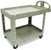 A Picture of product RCP-452088BG Rubbermaid® Commercial Heavy-Duty Utility Cart,  Two-Shelf, 25 1/4w x 44d x 39h, Beige