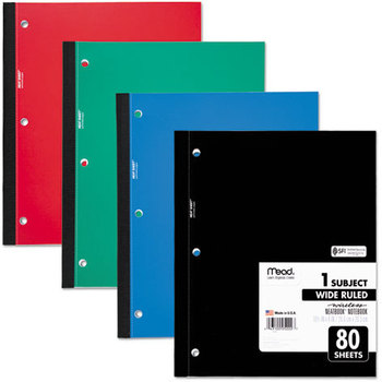 Mead® Wireless Neatbook® Notebook,  Wide Rule, 8 x 10 1/2, White, 80 Sheets