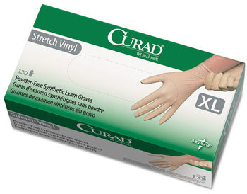 Curad® Stretch-Vinyl Exam Gloves,  Powder-Free, X-Large, 130/Box
