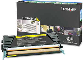 Lexmark™ C736H1CG, C736H1KG, C736H1MG, C736H1YG Toner,  10000 Page-Yield, Yellow