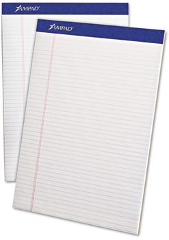 Ampad® Perforated Writing Pads,  8 1/2 x 11 3/4, White, 50 Sheets, Dozen