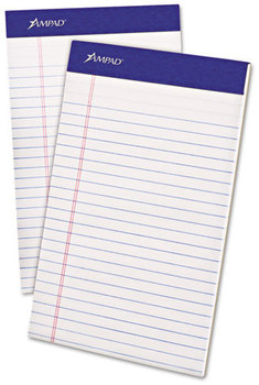 Ampad® Perforated Writing Pads,  Narrow, 5 x 8, White, 50 Sheets, Dozen