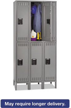 Tennsco Double Tier Locker,  Triple Stack, 36w x 18d x 78h, Medium Gray
