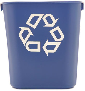Rubbermaid® Commercial Deskside Recycling Container,  Rectangular, Plastic, 13.625qt, Blue