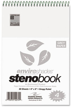 Roaring Spring® Enviroshades® Steno Notebook,  Gregg, 6 x 9, Gray, 80 Sheets, 4/Pack
