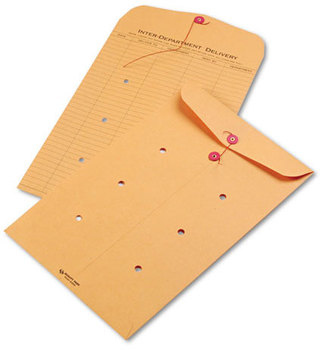 Quality Park™ Brown Kraft String & Button Interoffice Envelope,  10 x 15, 100/Carton