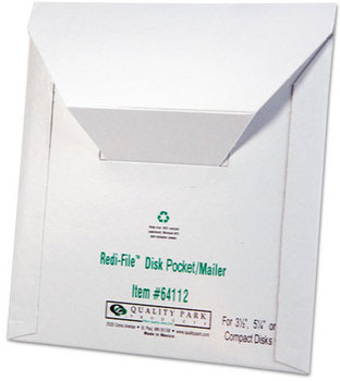 Quality Park™ Redi-File™ Disk Pocket/Mailer,  6 x 5-7/8, Recycled, White, 10/Pack