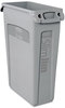 A Picture of product RCP-354060GY Rubbermaid® Commercial Slim Jim® with Venting Channels, Rectangular, Plastic, 23gal, Gray