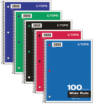 TOPS™ Coil-Lock Wirebound Notebooks,  Legal/Wide, 10 1/2 x 8, White, 100 Sheets