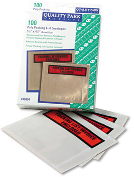 Quality Park™ Self-Adhesive Packing List Envelope,  5 1/2" x 4 1/2", 100/Box