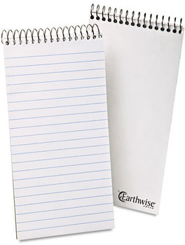 Ampad® Earthwise® Recycled Reporter's Notebook,  Legal/Wide, 4 x 8, White, 70 Sheets