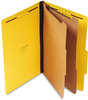 A Picture of product UNV-10314 Universal® Bright Colored Pressboard Classification Folders 2" Expansion, 2 Dividers, 6 Fasteners, Legal Size, Yellow Exterior, 10/Box