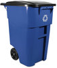 A Picture of product RCP-687617663 Rubbermaid® Commercial Square Brute® Rollout Container,  Square, Plastic, 50 gal, Blue