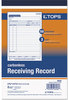 A Picture of product TOP-46260 TOPS™ Receiving Record Book,  5 1/2 x 7 7/8, Three-Part Carbonless, 50 Sets/Book