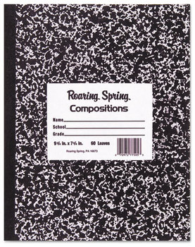 Roaring Spring® Marble Cover Composition Book,  Wide Rule, 10 x 8, 60 Pages