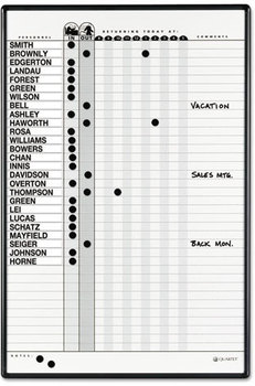 Quartet® Employee In/Out Board System,  Porcelain, 24 x 36, Gray/Black Aluminum Frame