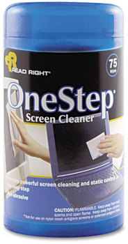 Read Right® OneStep® Screen Cleaner,  Cloth, 5 1/4 x 5 3/4, 75/Tub
