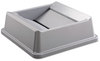 A Picture of product RCP-2664GRAY Rubbermaid® Commercial Untouchable® Square Swing Top Lid,  Plastic, 20 1/8 x 20 1/8 x 6 1/4, Gray