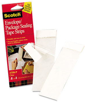 Scotch® Envelope/Package Sealing Tape Strips 2" x 6", Clear, 50/Pack