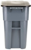A Picture of product RCP-9W27GY Rubbermaid® Commercial Square Brute® Rollout Container,  Square, Plastic, 50gal, Gray