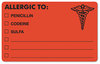 A Picture of product TAB-00488 Tabbies® Allergy Warning Labels,  2-1/2 x 4, Orange, 100/Roll