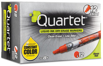 Quartet® EnduraGlide® Dry Erase Marker,  Chisel Tip, Red, Dozen