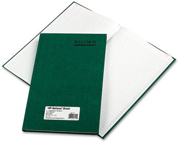 National® Emerald Series Account Book,  Green Cover, 150 Pages, 12 1/4 x 7 1/4
