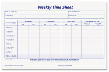 TOPS™ Weekly Time Sheets,  5 1/2 x 8 1/2, 100/Pad, 2/Pack