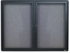 A Picture of product QRT-2364L Quartet® Enclosed Indoor Fabric Bulletin Board with Hinged Doors,  48 x 36, Gray Surface, Graphite Aluminum Frame