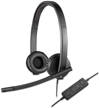 Logitech® USB H570e Over-the-Head Wired Headset,  Binaural, Black