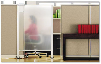 Quartet® Premium Workstation Privacy Screen,  38w x 64d, Translucent Clear/Silver