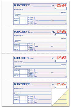 TOPS™ Money and Rent Receipt Books,  2-3/4 x 7 1/8, Two-Part Carbonless, 200 Sets/Book