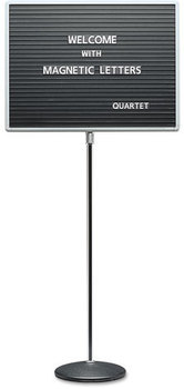 Quartet® Adjustable Single-Pedestal Magnetic Letter Board,  24 x 18, Black, Gray Frame