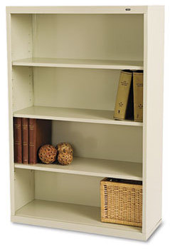 Tennsco Metal Bookcases,  Four-Shelf, 34-1/2w x 13-1/2d x 52-1/2h, Putty