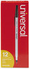 A Picture of product UNV-27420 Universal™ Ballpoint Stick Pen Fine 0.7 mm, Black Ink, Gray/Black Barrel, Dozen
