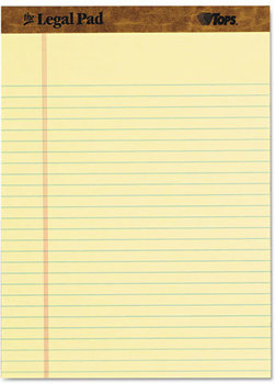 TOPS™ The Legal Pad™ Ruled Perforated Pads,  8 1/2 x 11, Canary, 50 Sheets, 3 Pads/Pack