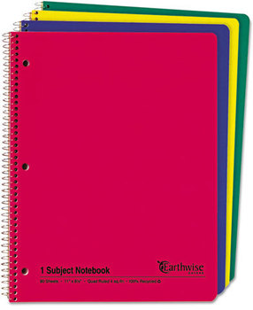 Oxford® Earthwise® 100% Recycled Single Subject Notebooks,  8 1/2 x 11, WE, 3-Hole, 80 SH