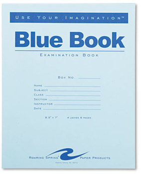 Roaring Spring® Examination Blue Book,  Legal Rule, 8-1/2 x 7, White, 4 Sheets/8 Pages