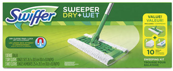 Swiffer® Sweeper® Mop,  46"Handle, 10 x 8 Head, Silver/Green, 6/Carton